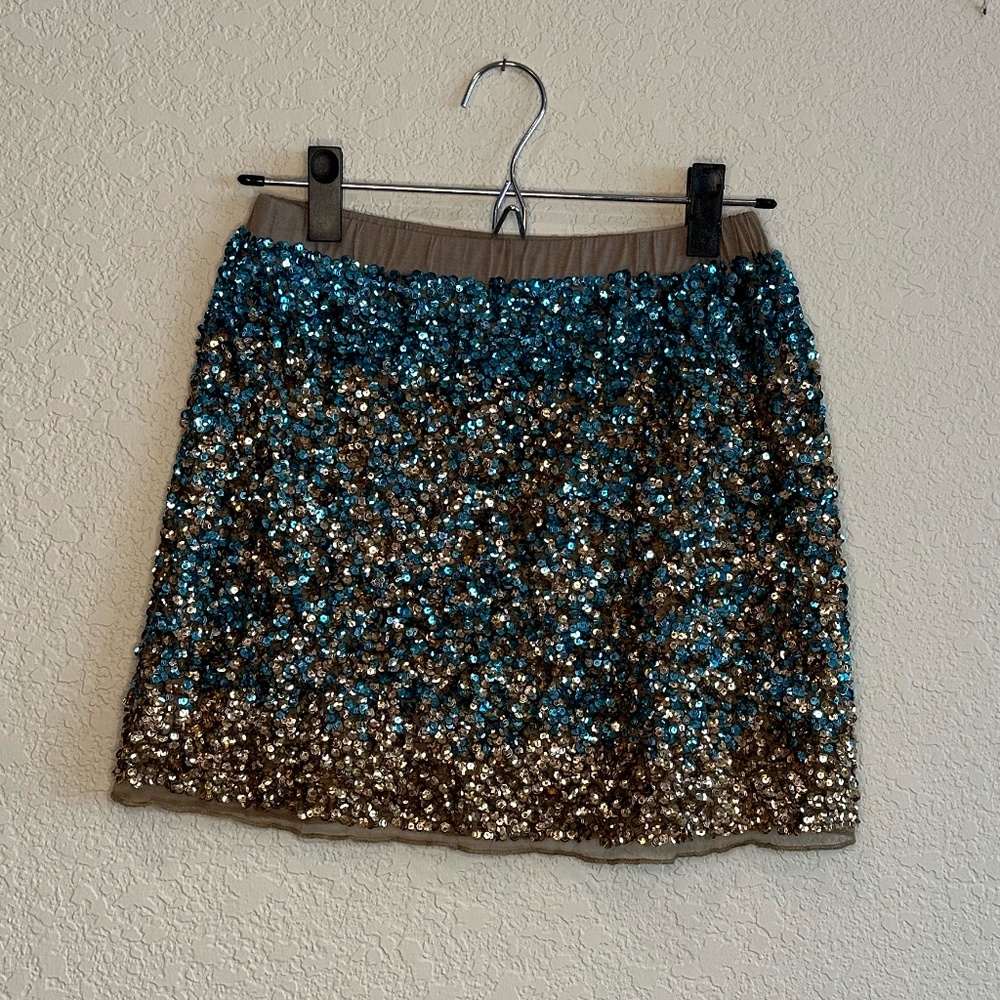 Blue and Gold Sequined Skirt